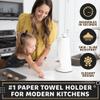 Heavy-Duty Stainless Steel Paper Towel Holder - Easy One-Handed Tear with Suction Cups - Modern Weighted Standing Countertop Dispenser for Kitchen - Holds All Paper Towel Rolls, White view 2