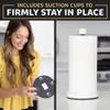 Heavy-Duty Stainless Steel Paper Towel Holder - Easy One-Handed Tear with Suction Cups - Modern Weighted Standing Countertop Dispenser for Kitchen - Holds All Paper Towel Rolls, White view 4