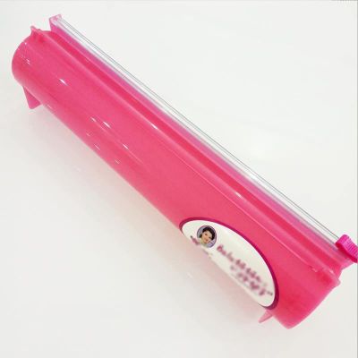 Cling Film Cutter Dispenser,Reusable Food Wrap CutterPlastic Wrap Dispenser With Slide Cutter,Suitable For Kitchen Fresh Fruit And Vegetable Packaging (Color : Pink, Size : 34.5x6.5x6.5cm)