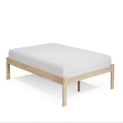 Alaska Wooden Platform Bed Solid Pine Wood Full Size Bed Unfinished with Wooden Slats Mattress Support/No Box Spring Needed/Suitable for Adults