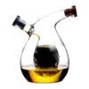 Olive Oil Dispenser Bottle Olive Oil and Vinegar Bottle Dispenser Transparent Kitchen 2-in-1 Round Glass Dual Glass Dispenser Bottle Oil and Vinegar Cruet Set view 1