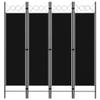 4-Panel Room Divider,Room Divider Screen,Indoor Room Divider,Screen Movable Room Screen Separator Wall Protective Privacy Furniture Indoor Bedroom Black 63"x70.9" view 1