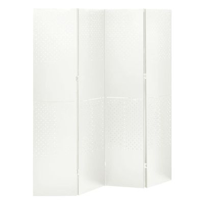 4-Panel Room Dividers 2 pcs,Room Divider Screen,Indoor Room Divider,Screen Movable Room Screen Separator Wall Protective Privacy Furniture Indoor Bedroom White 63"x70.9" Steel