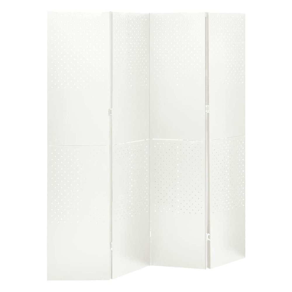 4-Panel Room Dividers 2 pcs,Room Divider Screen,Indoor Room Divider,Screen Movable Room Screen Separator Wall Protective Privacy Furniture Indoor Bedroom White 63"x70.9" Steel