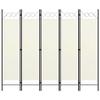 5-Panel Room Divider,Room Divider Screen,Indoor Room Divider,Screen Movable Room Screen Separator Wall Protective Privacy Furniture Indoor Bedroom Cream White 78.7"x70.9" view 1