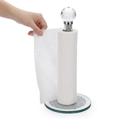 JUXYES Vertical Countertop Paper Towel Roll Holder Rack, Upright Paper Towel Holder for Kitchen, Dining Room, Bathroom, 13 Height Freestanding