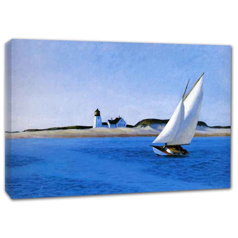 Edward HopperThe Long LegCanvas Wall Art for Living Room decor-Stretched and Framed Ready to Hang- Poster and Prints for Bedroom Home Decoration(80x112cm/31.4x44.2inches,Framed)