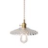 Japanese Style Pure Copper Retro Pendent, Grape Glass Transparent Chandelier, Simple Table Bedside Droplight, Ins Glass Single Head Hanging Lights,for Bedroom, Living Room, Nightstand, Office view 1
