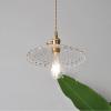 Japanese Style Pure Copper Retro Pendent, Grape Glass Transparent Chandelier, Simple Table Bedside Droplight, Ins Glass Single Head Hanging Lights,for Bedroom, Living Room, Nightstand, Office view 2