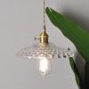 Japanese Style Pure Copper Retro Pendent, Grape Glass Transparent Chandelier, Simple Table Bedside Droplight, Ins Glass Single Head Hanging Lights,for Bedroom, Living Room, Nightstand, Office view 3