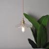 Japanese Style Pure Copper Retro Pendent, Grape Glass Transparent Chandelier, Simple Table Bedside Droplight, Ins Glass Single Head Hanging Lights,for Bedroom, Living Room, Nightstand, Office view 4