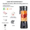 Portable Blender Cup,Electric USB Mini Juicer Blender For Shakes and Smoothies, Juice,380ml, Six Blades Great for Mixing,Black view 4