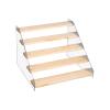 MISNODE Tiered Spice Rack Organizer, Acrylic & Wood Board Spice Shelf Seasoning Organizer, Wooden Cosmetic Display Riser Shelf for Countertop Cabinet Pantry Kitchen Home Storage (5 Tier, 11.8inch) view 1