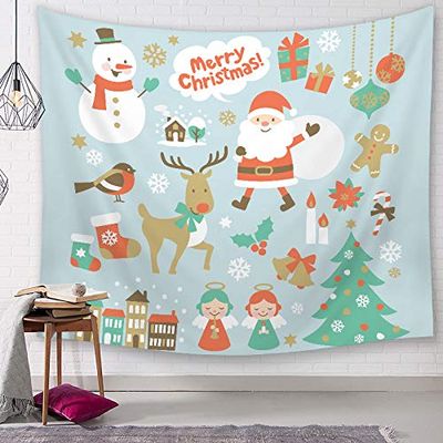 Jarl home Tapestry of Christmas Atmosphere, Sky Blue Background Wall Hanging Blanket, Wall Tapestry for Living Room Bedroom Home Decor (W 28.7 x H 37.4inch)