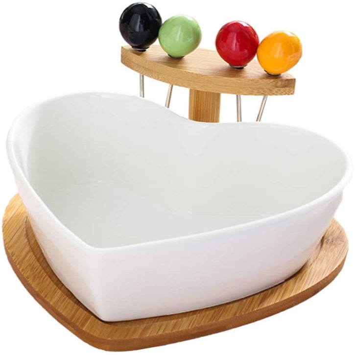 Salad Bowl Large Soup Bowls Serving Bowls Ceramic Salad Bowl Heart Shaped Serving Dish Saucers Bowls Cute Appetizer Plates With Forks Dinner Serving Bowl Food Containers