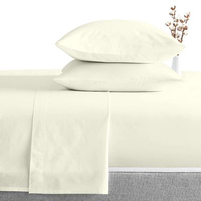 1000 Thread Count Egyptian Cotton Family XL Ivory Sheet Set Super Soft & Silky Sateen Weave Wrinkle Free Easy to Fit Upto 15 inch Deep Pocket