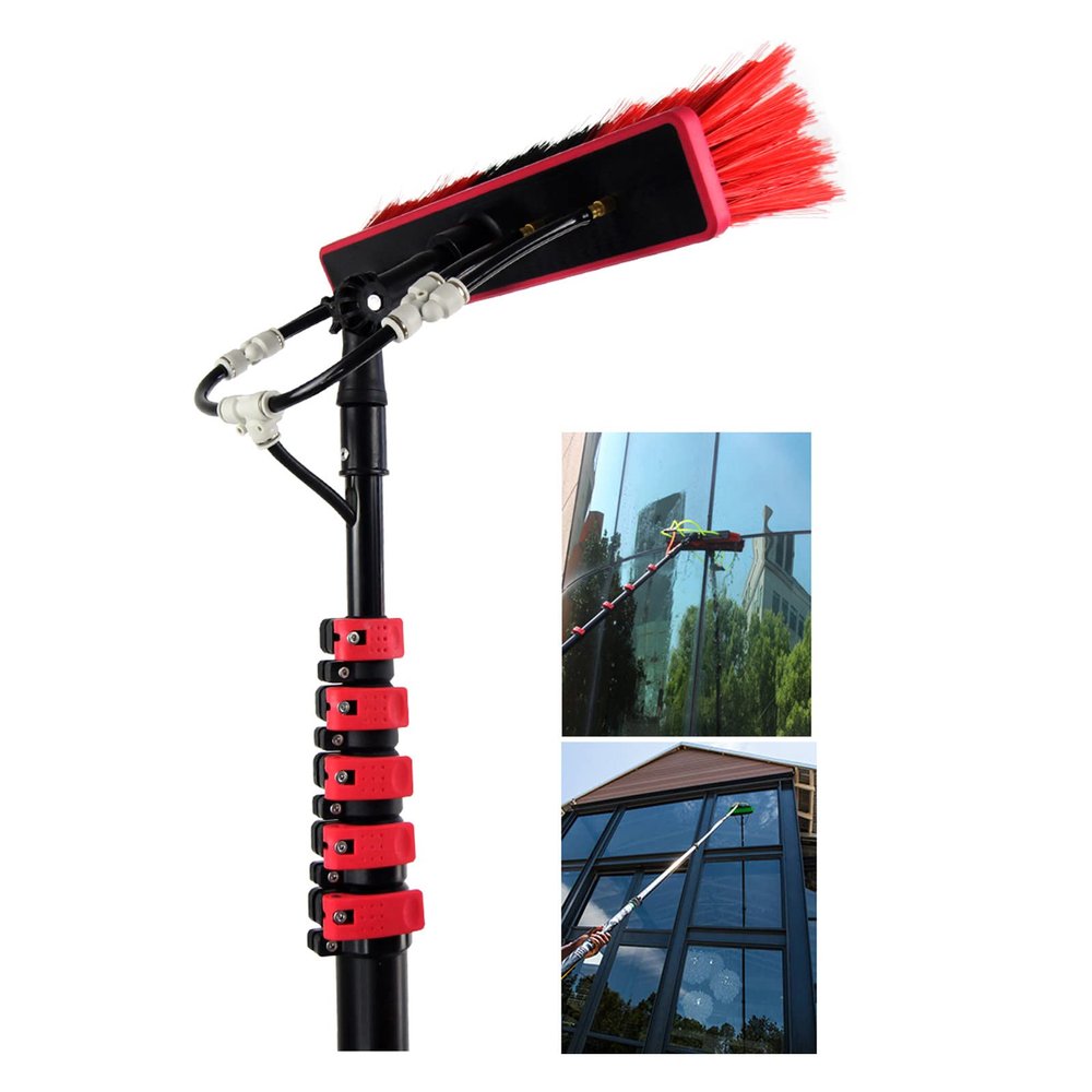 Niczu Photovoltaic Panel Cleaning Kit, Outdoor Window Glass Cleaner Solar Panel Window Cleaning System with Extension Pole and Water Fed Pole,5.4M/18FT