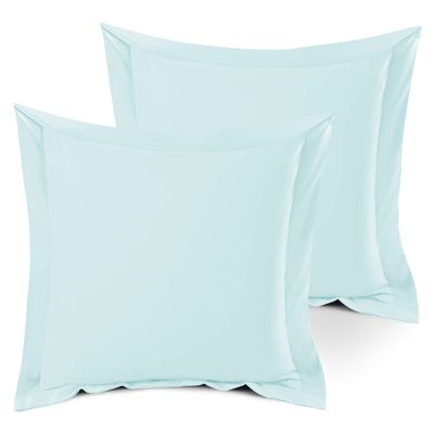 Euro 26"x26" Size Pillow Shams Set of 2 - Double Brushed Microfiber Pillow Shams - Hotel Style Premium Bed Light Baby Blue Color Pillow Cases, with 1.5 Decorative Flange,