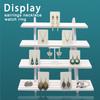 Auroal 4 Tier Earring Display Stands For Selling, Retail Display Riser Earring, Ring Holder Stand, Removable Countertop Small Merchandise Display Stand, for Figures,Cupcake, Photo (White) view 3