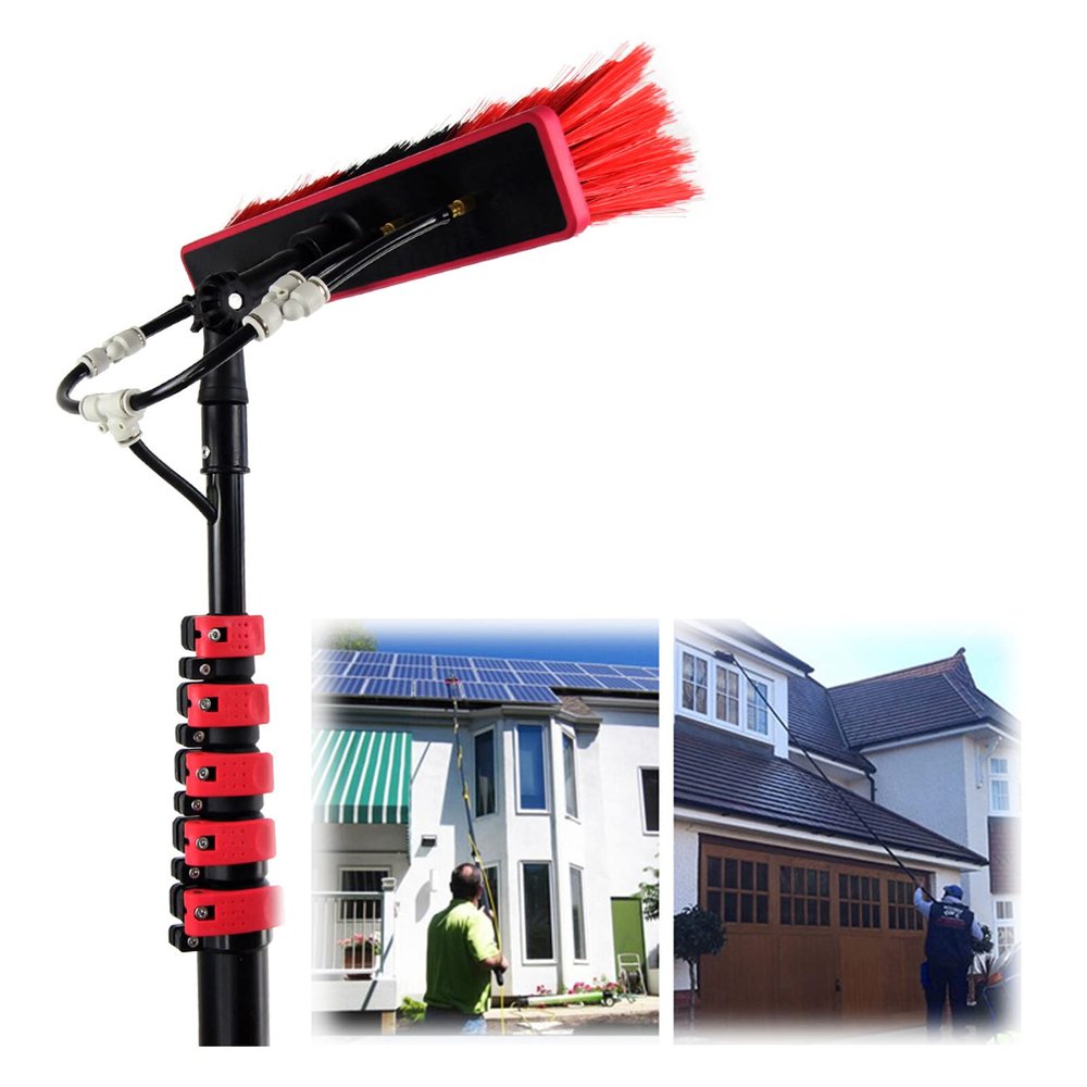 Niczu Telescopic Solar Panel Cleaning Brush Kit with Sprayer and Water Fed Pole, Photovoltaic Panel Cleaner Tool Window Glass Cleaning Brush,5.4M/18FT