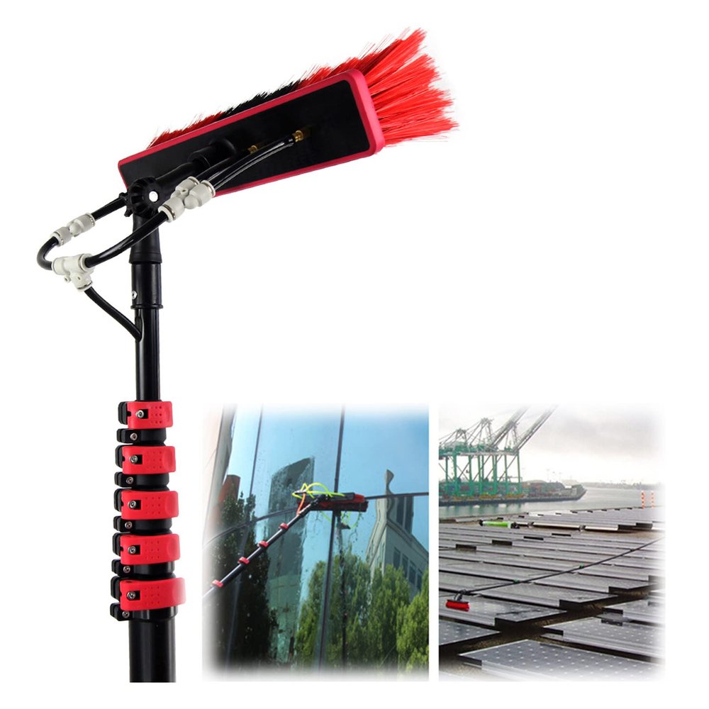 Niczu Photovoltaic Panel Telescopic Cleaning Brush Kit, Solar Panel Cleaner Tool Water Fed Pole Window Glass Cleaning Brush with Sprayer,7.2M/24FT