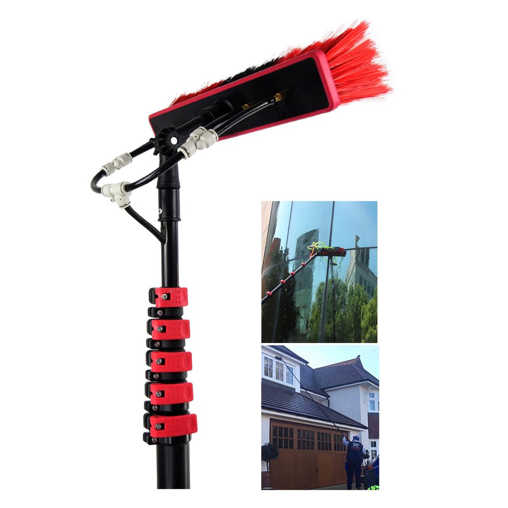 Niczu Outdoor Solar Panel Window Cleaning, Window Glass Cleaner Kit Photovoltaic Panel Cleaning System with Extension Pole and Water Fed Pole,5.4M/18FT