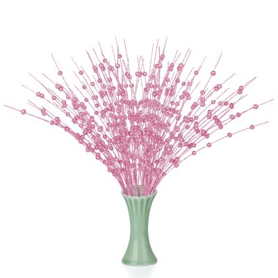 Firlar 10 Pcs Artificial Holly Berries, 15.7 Inch Fake Christmas Stems, Berry Picks Holly Berries Branches, Artificial Glitter Berry Stem Ornaments for DIY Craft Christmas Festival Home Decor, Pink