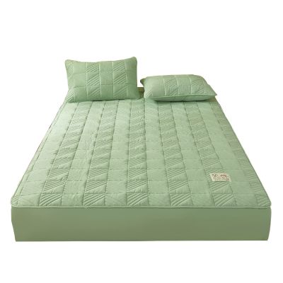 TRGCJGH Mattress Pad Cover Cotton Mattress Protector Soft Breathable Bed Mat Cover with Deep Pocket for 1.9-11.8 Inches Mattress,LightGreen-150 * 190cm(59 * 74.8in)