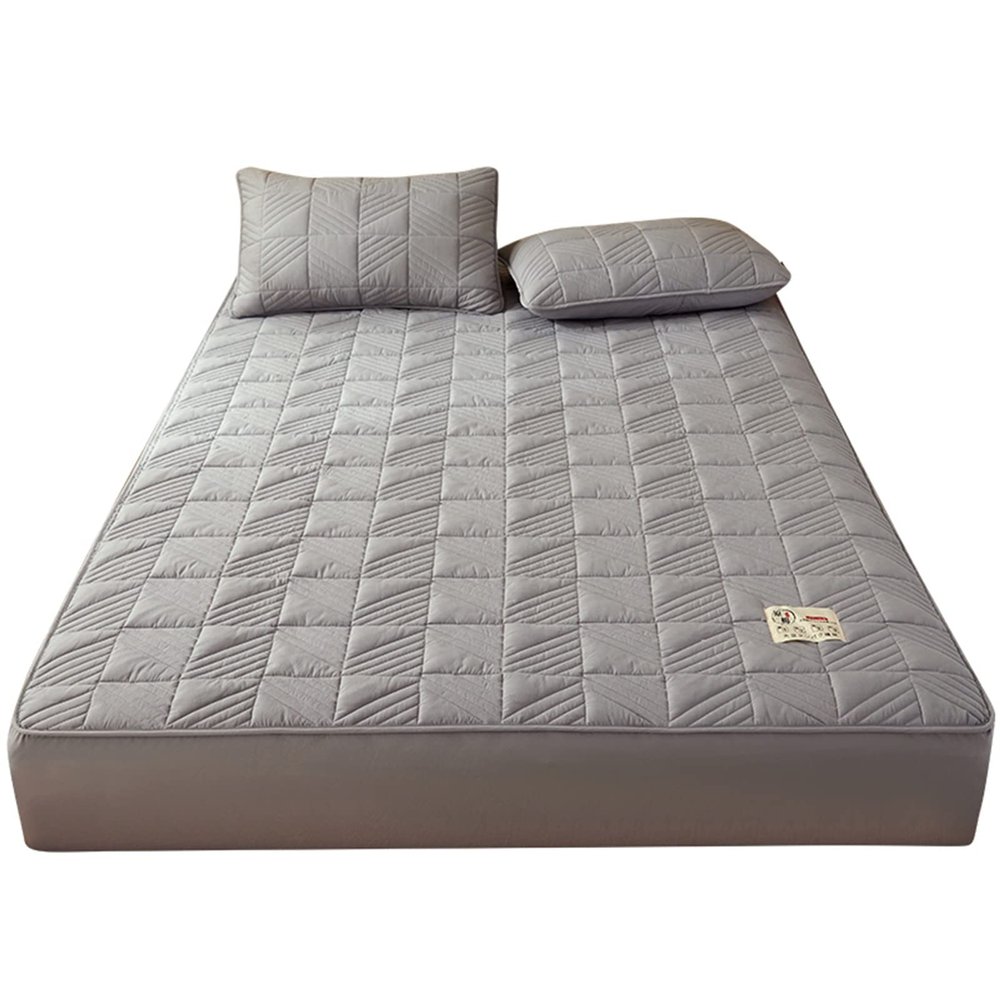 TRGCJGH Mattress Pad Cover Cotton Mattress Protector Soft Breathable Bed Mat Cover with Deep Pocket for 1.9-11.8 Inches Mattress,Gray-135 * 190cm(53.1 * 74.8in)