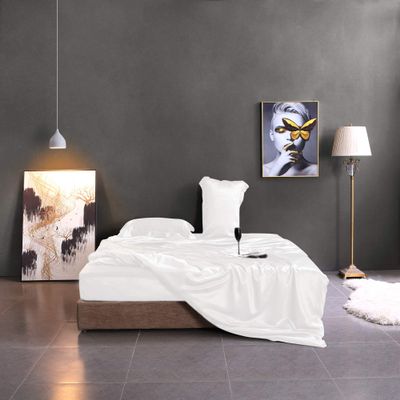 All Star Linen 100% Silk Satin Zipper Closure Super King 120X120 Duvet Cover White Comforter Cover 3 Piece