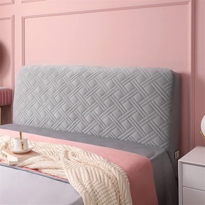 Velvet Headboard Cover for Twin Queen Full California King Size, Thicken Bed Headboard Slipcover Dustproof Protector Cover Bed Head Covers (Light Gray,190cm(75"))