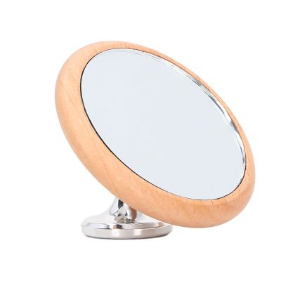 360-Degree Rotatable Coffee Rate Observation Mirror, Beech Wood and Stainless Steel Construction, 2.9-inch Diameter with Magnetic Adjustable Reflector (Sliver)