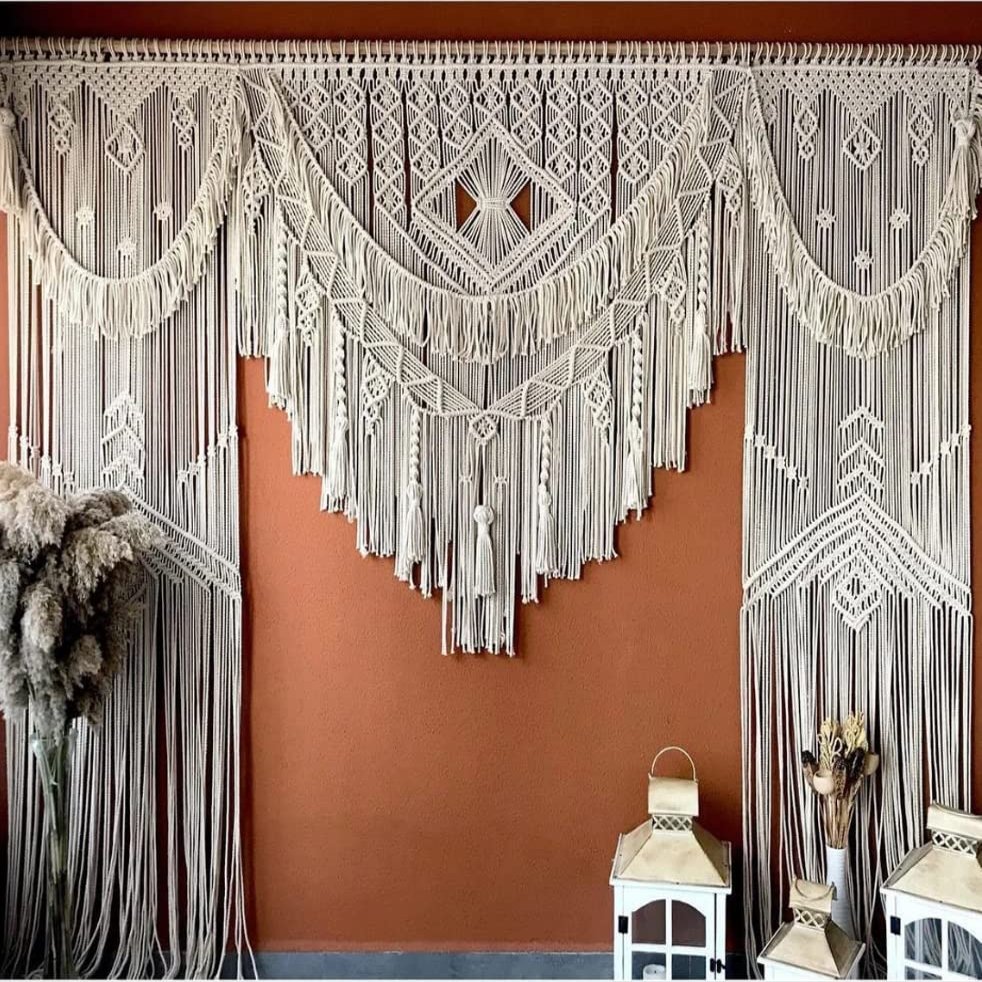 EL CLASICO OVERSEAS Macrame Large Curtain Bohemian Boho Decoration Backdrop Wedding Wall Hanging (85x85)