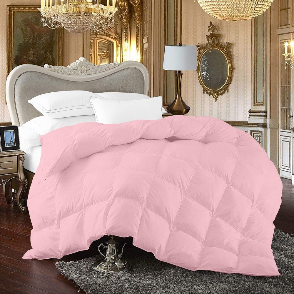 Baby Pink Box Stitched Comforter Cal-King (110'' x 98'') 5 Piece Box Stitched Comforter California King Duvet Insert Cotton All Season