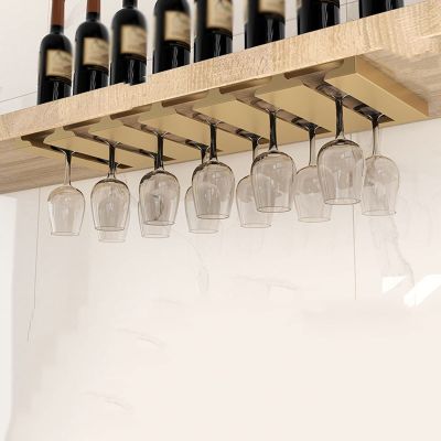 2-6 slots Wine Glass Rack, Stainless steel Hanging Stemware Organizer Hanger, Space Saving Metal Wine Glasses Storage Hanger apply to Cabinet Kitchen (Size : 6 slots)