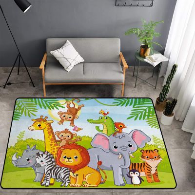 Washable Area Sponge Rug Mat for Kids Girls Bedroom Living Room Cartoon Cartoon Zoo Park, Cute Animals Bear Non-Slip Carpet Super Soft Extra Thick Bathroom Dorm Home Indoor Small Floor Rugs