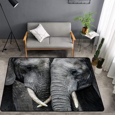 Washable Area Sponge Rug Pad for Kids Girls Bedroom Living Room Elephant, African Wild Animal Family Beautiful Elephant Non-Slip Carpet Super Soft Extra Thick Bathroom Home Indoor Small Floor Rugs