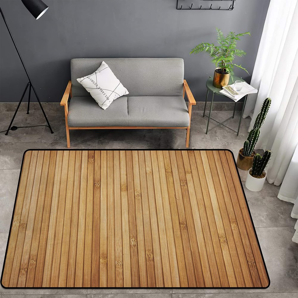 Washable Area Sponge Rug Pad for Kids Girls Bedroom Living Room Rustic Wood Plank, RetroOak Wood Plank Wall Decor Non-Slip Carpet Super Soft Extra Thick Bathroom Dorm Home Indoor Small Floor Rugs