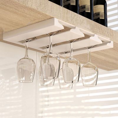 2-6 slots Wine Glass Rack, Hanging Stemware Rack Organizer Hanger for Bar Cabinet Kitchen, Space Saving Metal Wine Glasses Storage Hanger (Size : 6 slots)