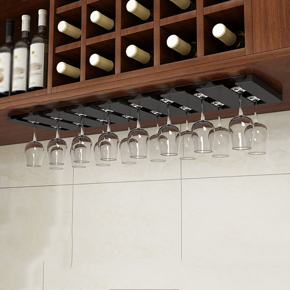 2-8 Row Stainless Steel Stemware Rack, Wine Glass Holder, Glassware Drying Storage Hanger, Metal Hanging Organizer apply to Kitchen, Bar, Restaurant (Size : 6 slots)