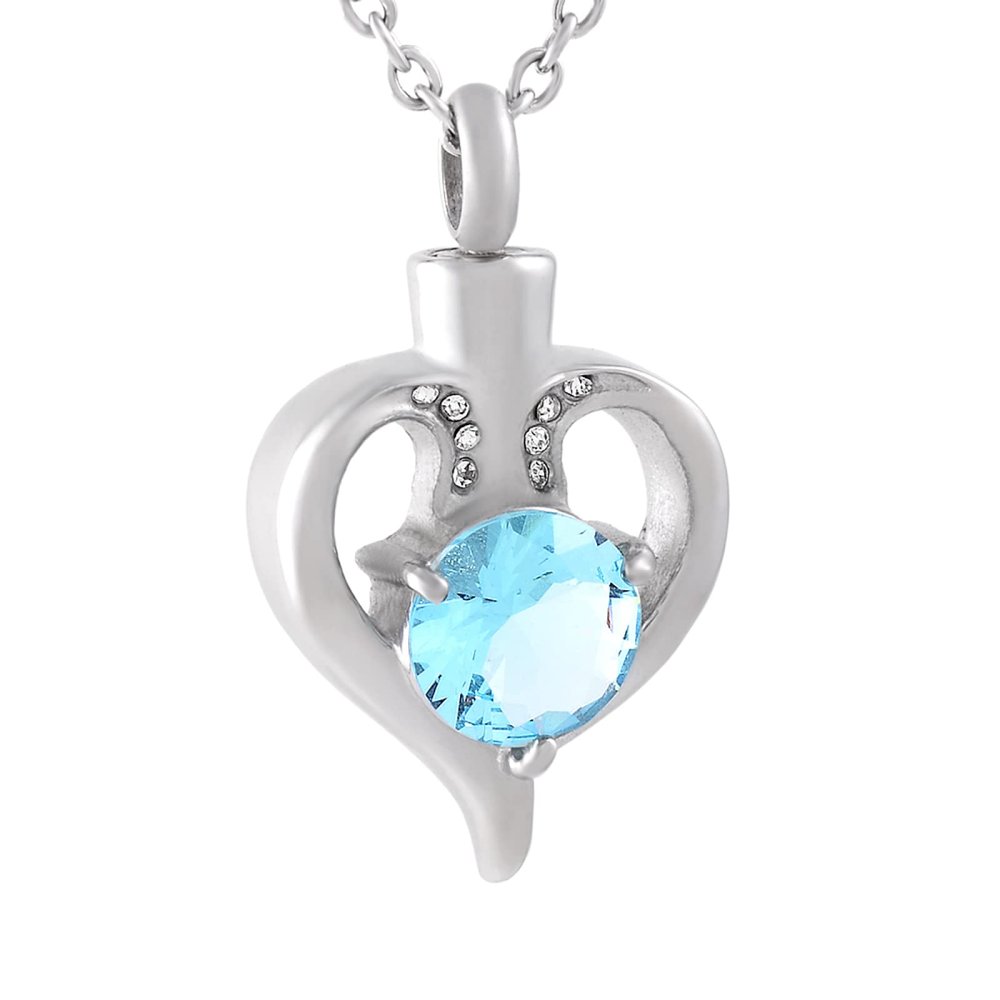 SHEIL Shimmer Zircon Urn for Ashes Memorial Cremation Urn Pendant Necklace for Pet/Human Ashes Funeral Jewelry
