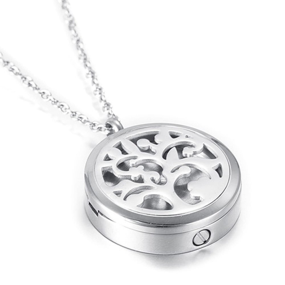 SHEIL Perfume Locket Necklace with Pads Free Cremation Urn Necklace Ash Keepsake Urn Memorial Jewelry Hold Pet/Human Ashes