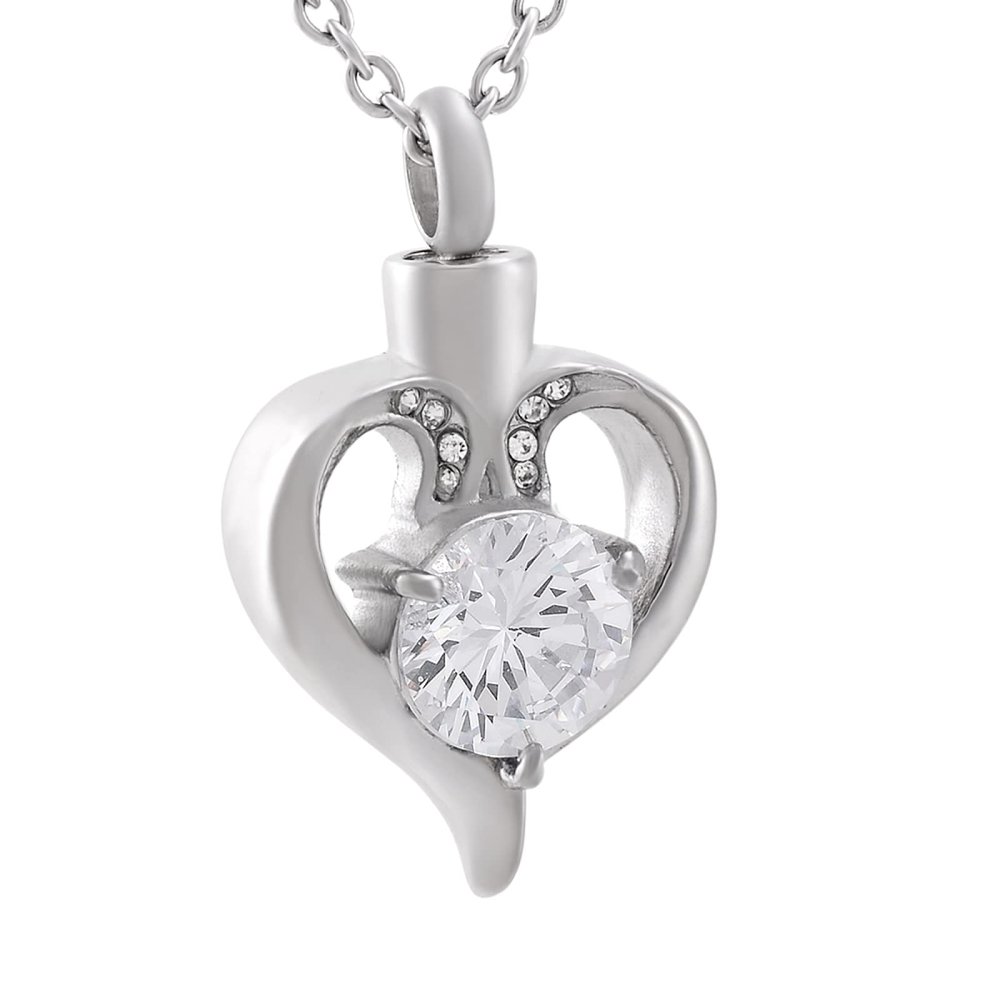 SHEIL Shimmer Zircon Urn for Ashes Memorial Cremation Urn Pendant Necklace for Pet/Human Ashes Funeral Jewelry