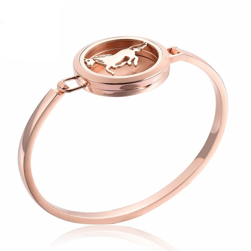SHEIL Swift Horse Aroma Diffuser Locket Bangle Perfume Locket Essential Oil Aromatherapy Locket Bangles Unisex with 12 Pads Free