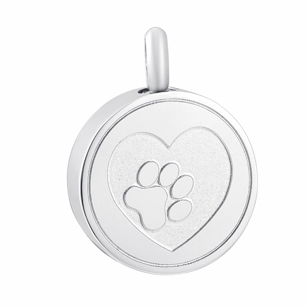 SHEIL Love Heart&Paw Engraved Cremation Jewelry Ash Holder Pendant Necklace Keepsake Urn Necklace for Dog