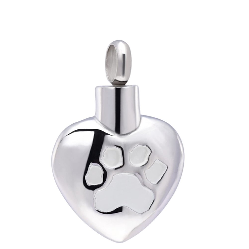 SHEIL Love Dog Cat Paw Engraved Cremation Jewelry Urn Necklace for Ashes Memorial Ashes Holder Keepsake Lost Pet Dog