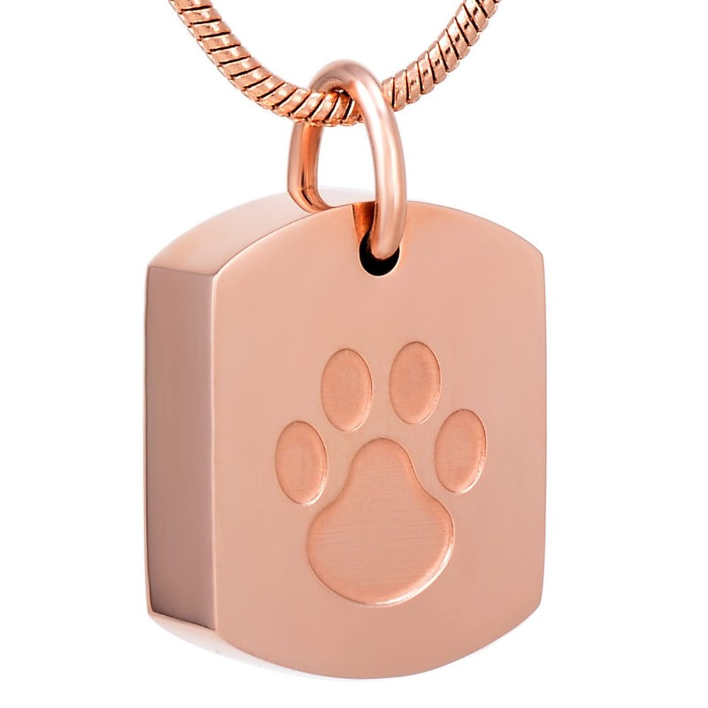SHEIL Stainless Steel Paw Print Pet Memorial Urn Pendant Necklace for Dog Cat Ashes Keepsake Cremation Jewelry