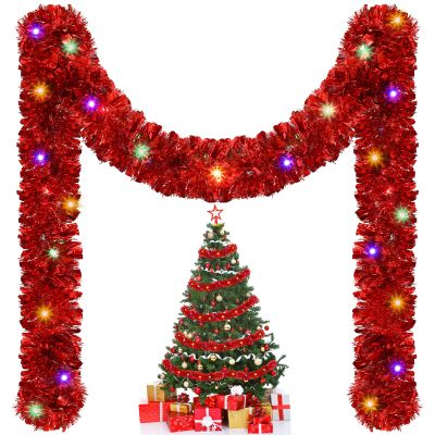 Kingdder 16.4 ft Christmas Garland with Light,Multicolor, Red