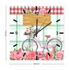 Bike with Basket Pink Rose Wood Wall Clock 12in Pink Bicycle Flower Hanging Clock Shabby Chic Silent Battery Operated Holiday Party Gift Funny Novelty Artwork for Home Bedroom Hotel Motorhomes view 2