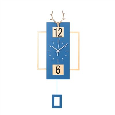 TOMYEUS Wall Clock Wall Clocks Modern Handmade Creative Clock Bedroom Living Room Corridor Silent Swing Clock Office No Ticking Decorative Clocks Clock (Color : Blue)